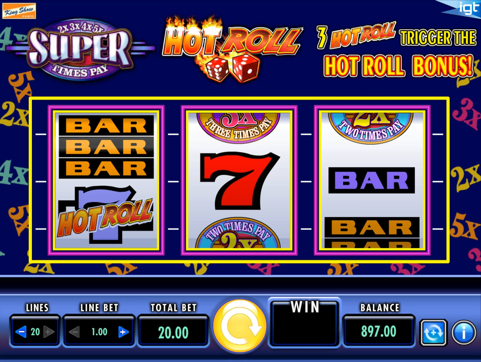 Screenshot of the game: Hot Rolls Super Times Pay