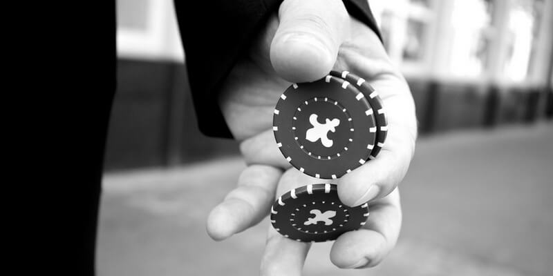 Casino chips in hand