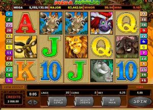 Screenshot of the Mega Moolah slot machine