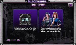 The features of the free spins on Black Mamba