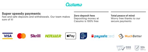 Casumo Payment Methods