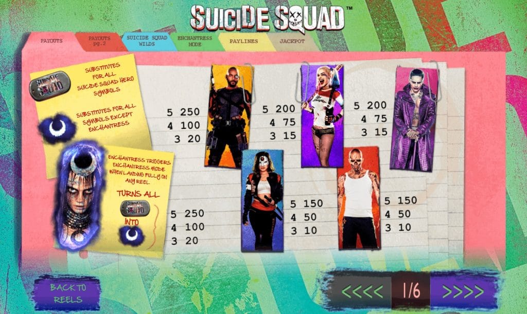 Suicide Squad slot symbols