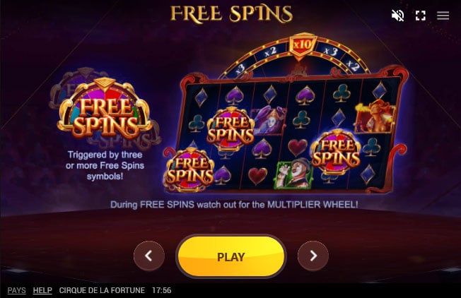 Cirque de la Fortune free spins feature