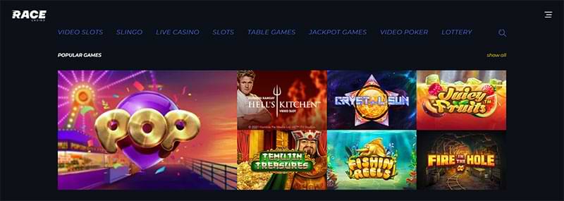 Race Casino popular games