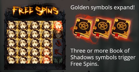Book of Shadows slot free spins feature
