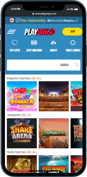 PlayJango Casino on mobile
