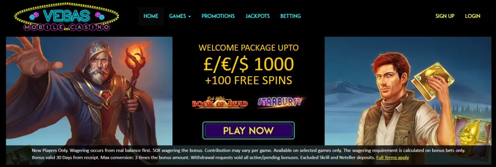 Vegas Mobile Casino interface
