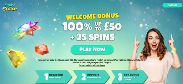 SpinShake welcome bonus