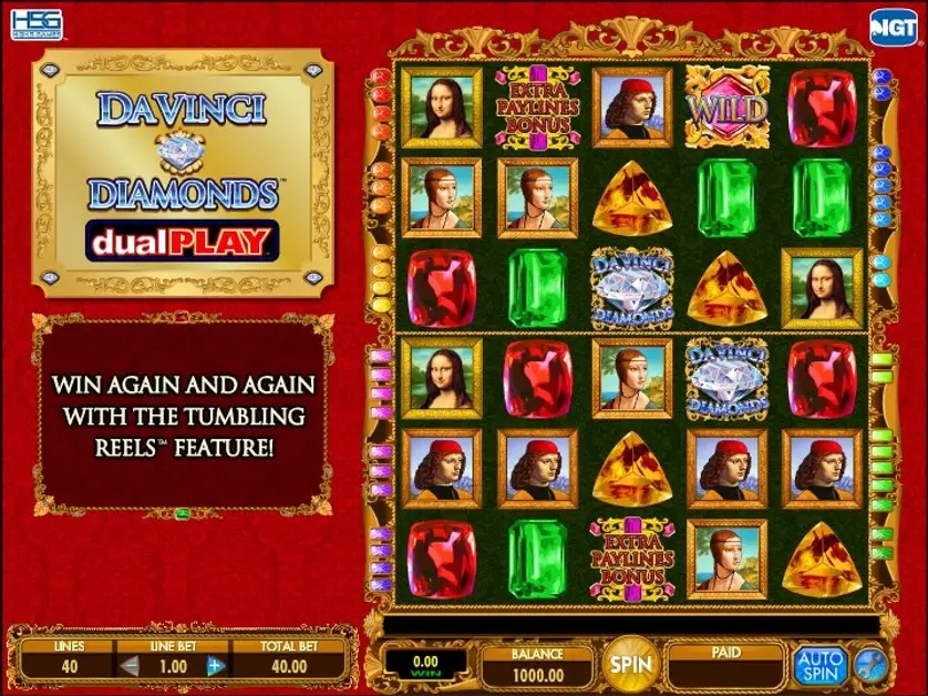 davinci diamonds dual play bonus